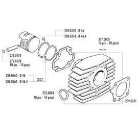 Piston 46mm Honda Camino PX - Polini