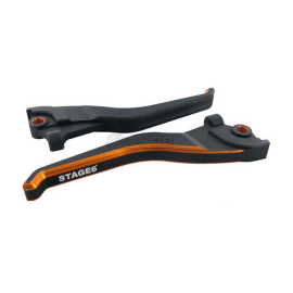 Levier Frein Avant + Arrière MBK Nitro Yamaha Aerox - Stage6 CNC Dual-Color noir / orange