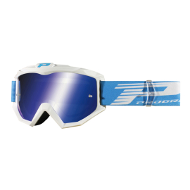 Masque / Lunettes Cross - PROGRIP 3201FL Atzaki Blanc / Bleu écran Miroir