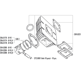 Joints haut moteur 70cc Yamaha DT / RD / TY / Chappy - POLINI Fonte