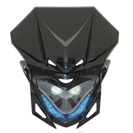 Tête de Fourche / Plaque phare - RR8 2x20w Noir à Leds bleu