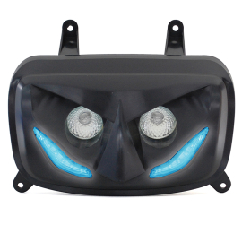 Double Optique MBK Booster YAMAHA Bw's à partir de 2004 - RR8 Noir à leds bleu