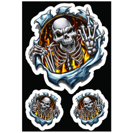 Autocollant / Sticker - LETHAL THREAT Finger Skull 7.5 x 14cm