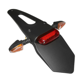 Support de plaque / bavette Derbi Senda avec feu arrière à leds Rouge + Clignotants 