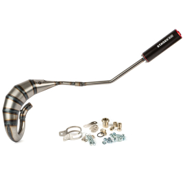 Pot Passage Haut Gauche Derbi Senda E3 E4 70 / 90cc - Streetrace CNC Noir / Rouge Stage6