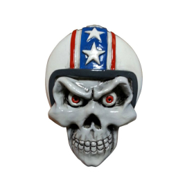 Autocollant / Sticker - LETHAL THREAT 3D Skull Helmet 11 x 7.6cm - Blanc