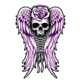 Autocollant / Sticker - LETHAL THREAT Mini Corset Skull 6 x 8cm