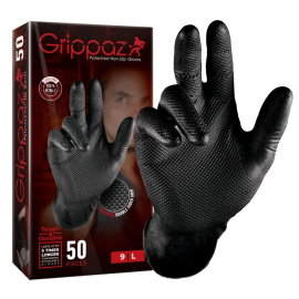 Boite 50 Gants Atelier - Anti dérapant Noir S/ M / L / XL
