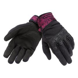 Gants Moto - Tucano Lady Miky Graphic (femme) Printemps / été - Noir / Fuchsia