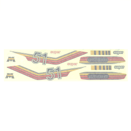 Kit Déco Autocollant / Sticker Motobecane 51 Super - Jaune / Orange / Rouge 10 pièces