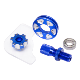 Roulette et roulement de poignée de gaz Terzo avec couvercle transparent et tendeur - Bleu