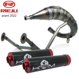 Pot d'échappement Most 50cc 70cc passage haut double sortie KRM Rieju MRT avant 2022 noir rouge