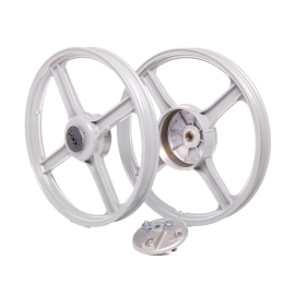 Paire de jantes complètes 16 pouces Piaggio Ciao/ Bravo/ Si gris argent