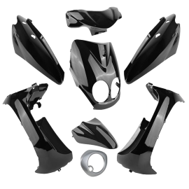 Kit carénage 8 pièces adaptable MBK Ovetto/ Yamaha Neo's compteur digital- Noir brillant