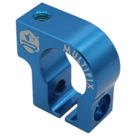 Collier de fixation pot d'échappement bleu alu CNC KRM Pro Ride Multifix