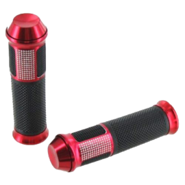 Paire de poignées de guidon corps moleté rouge Ø22 mm