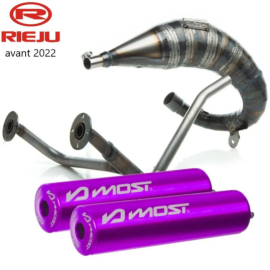 Pot d'échappement Most 50 70cc passage haut double sortie Rieju MRT avant 2022 violet