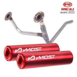Double sortie MOST rouge Rieju MRT avant 2022 pour pot Most et KRM 50 70 80