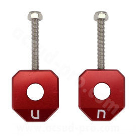 Tendeur de chaîne Carenzi Derbi Senda SMT RCR RX SX rouge axe 12 mm