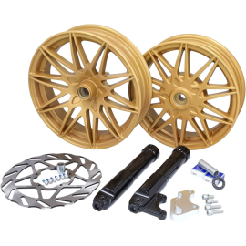 Kit complet Jantes adaptable avec disque oversize Or 11 et 12 Pouces Piaggio Zip
