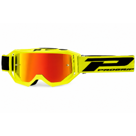 Masque cross Progrip 3300 FL Vision jaune fluo écran miroir rouge