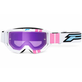Masque cross Progrip 3300 FL Vision blanc rose écran miroir violet