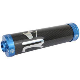 Silencieux 50cc KRM alu Carbone anodisé Bleu D60mm passage à droite