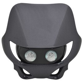 Tête de Fourche / Plaque phare - Enduro 2x20w Look Carbone