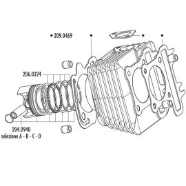 Jeu de Segments 49mm PIAGGIO New Fly VESPA LX 4T 4V - Polini Alu 80cc