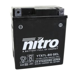 Batterie 12V 6 Ah NTX7L SLA / YTX7L-BS - Nitro Prêt à l'emploi / Sans entretien +D