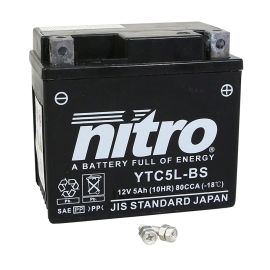 Batterie 12V 5 Ah NT5L SLA / YTC5L-BS - Nitro Prêt à l'emploi / Sans entretien +D