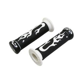 Poignées de Guidon - Replay Flaming Closed End Blanc / Noir
