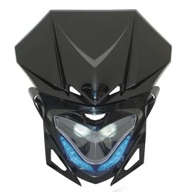 Tête de Fourche / Plaque phare - RR8 2x20w Noir à Leds bleu
