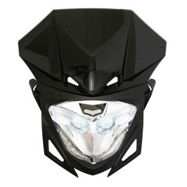 Tête de Fourche / Plaque phare - RR8 2x20w Noir à Leds blanc