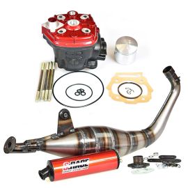 Pack Haut Moteur & Pot 75cc DERBI E3 E4 - Kit MVT IRON MAX + Pot S-Race