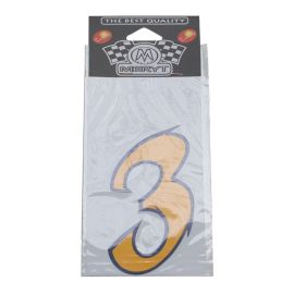 Autocollant / Sticker - MERYT Numéro 3 Jaune 9cm