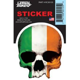 Autocollant / Sticker - LETHAL THREAT Mini Tete De Mort Drapeau Irlande 6 x 8cm