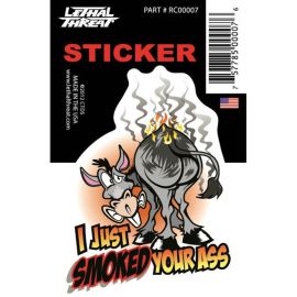 Autocollant / Sticker - LETHAL THREAT Mini Vilain Bull En Feu 6 x 8cm