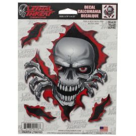 Autocollant / Sticker - LETHAL THREAT Peek A Boo Skull Red 15 x 20cm