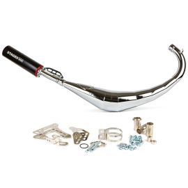 Pot Passage Bas AM6 Derbi Senda 50 / 88cc - Streetrace chromé CNC Noir / Rouge Stage6