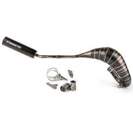 Pot Passage Haut Droit Beta RR 80 / 90cc - CNC Noir / Bleu Stage6