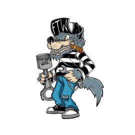 Autocollant / Sticker - LETHAL THREAT Mini Vilain Loup FTW 6 x 8cm