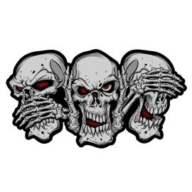 Autocollant / Sticker - LETHAL THREAT Mini See Speak Hear No Evil Skulls 6 x 8cm