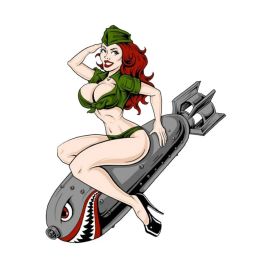 Autocollant / Sticker - LETHAL THREAT Mini Pin Up Bombe 6 x 8cm