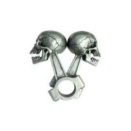 Autocollant / Sticker - LETHAL THREAT 3D Skull Piston 10 x 10cm - Argent