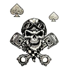 Autocollant / Sticker - LETHAL THREAT Mini Skull Helmet Spades 6 x 8cm
