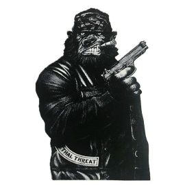Autocollant / Sticker - LETHAL THREAT Mini Gorilla Gun 6 x 8cm