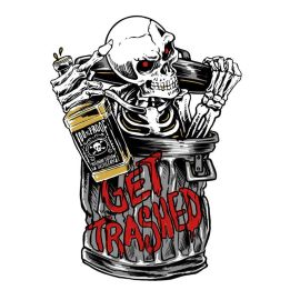 Autocollant / Sticker - LETHAL THREAT Mini Get Trashed Skeleton 6 x 8cm