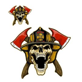 Autocollant / Sticker - LETHAL THREAT Mini Fire Fighter Skull 6 x 8cm
