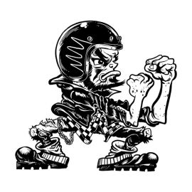 Autocollant / Sticker - LETHAL THREAT Mini Fighting Biker 6 x 8cm